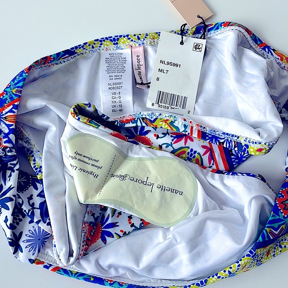 NWT Nanette Lepore patchwork bikini bottoms 8 siren tanga vivid blue orange lime - Picture 4 of 11
